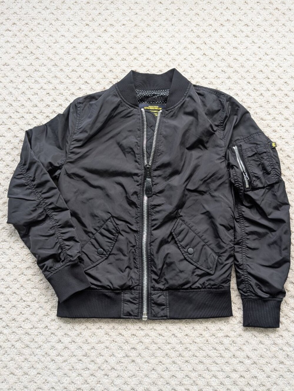 Alpha Industries MA-1 Flight Bomber Jacket Womens XS Black Orange
